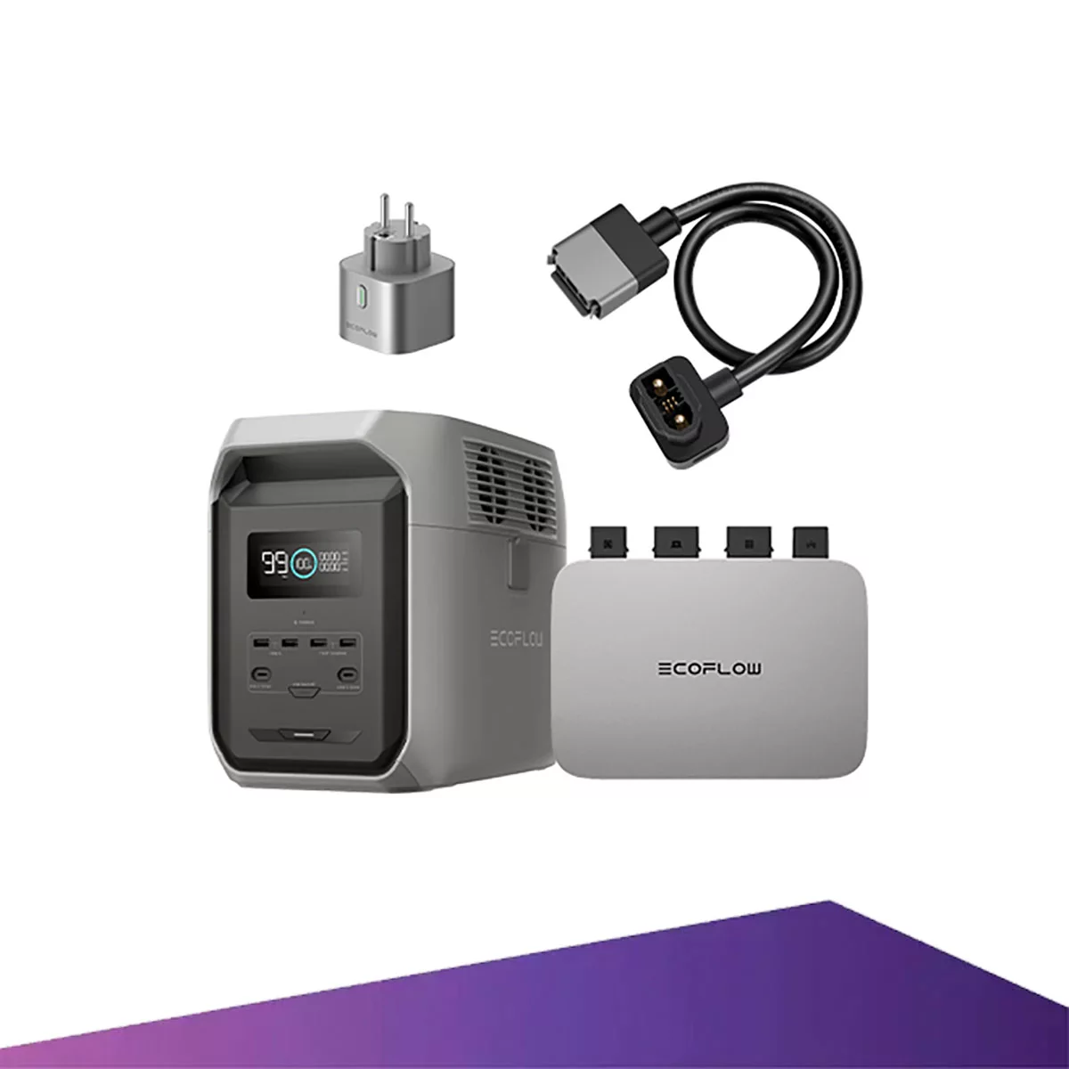 DELTA 3 (1500) + Ecoflow Powerstream Microinverter 800W + Enchufe inteligente EcoFlow + PowerStream River Cable (0.5m)